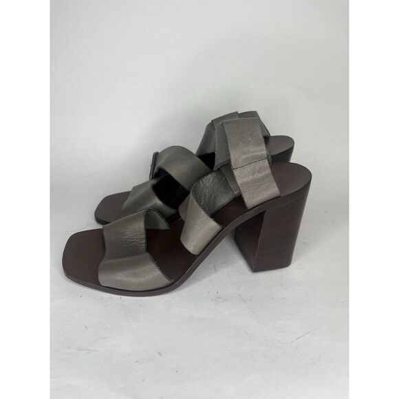 Boemos Sandals Women Size 37 US 7 Gray Leather Sling Back - Picture 3 of 13